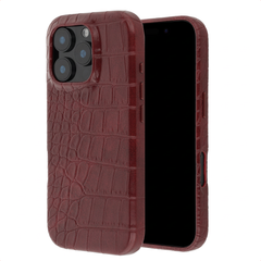 Selencia Coque arrière Croco avec MagSafe Apple iPhone 16 Pro - Burgundy