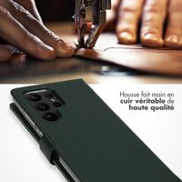 Selencia Étui portefeuille en cuir véritable Samsung Galaxy S23 Ultra - Vert