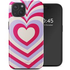 Selencia Coque arrière Vivid avec MagSafe Apple iPhone 15 - Double Hearts Rubine Red Lilac