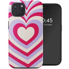 Selencia Coque arrière Vivid avec MagSafe iPhone 15 - Double Hearts Rubine Red Lilac