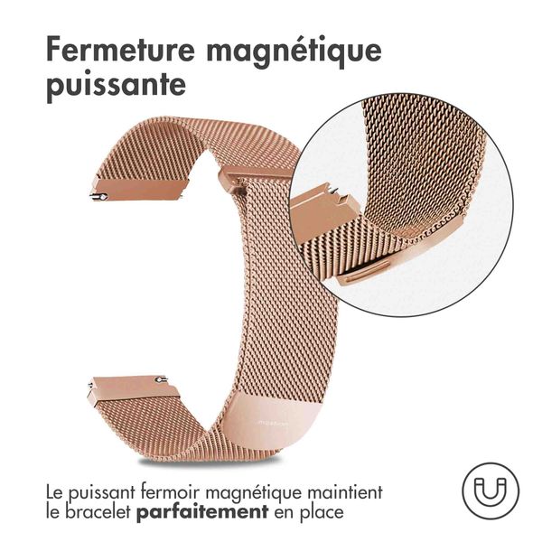 imoshion Bracelet magnétique milanais  - Connexion universelle 22 mm - Taille M - Rose Doré