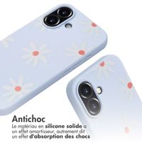 imoshion Coque design en silicone avec cordon iPhone 16 - Lila Flower Distance