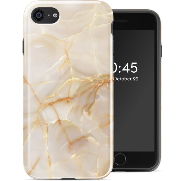 Selencia Coque arrière Vivid Tough iPhone SE (2022 / 2020) / 8 / 7 - Golden Beige Marble