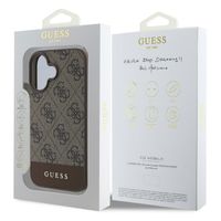 Guess Coque arrière Bottom Stripe 4G iPhone 16 - Brun