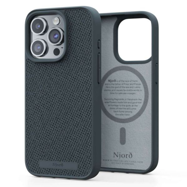 Njorð Collections Coque en tissu MagSafe iPhone 15 Pro - Dark Grey