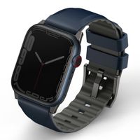 Uniq Bracelet Linus en silicone AiroSoft™ Apple Watch Series 1 á 10 / SE / Ultra (2) (44/45/46/49 mm) - Bleu Nautique