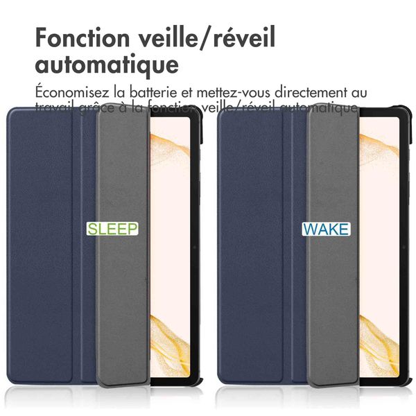 imoshion Coque tablette Trifold Samsung Galaxy Tab S8 / S7 - Bleu