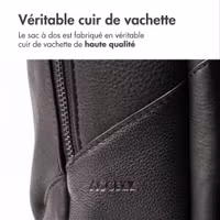 Accezz Leather Sac à dos ordinateur 16 pouces - Noir