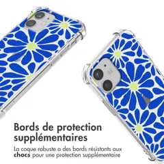 imoshion Coque Design avec cordon iPhone 12 Mini - Cobalt Blue Flowers Connect