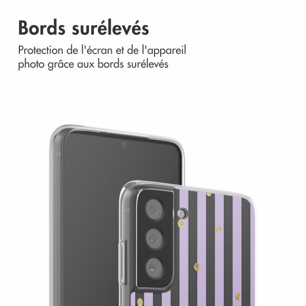 imoshion Coque design pour Samsung Galaxy S21 FE - Sparkle Lines Lavender