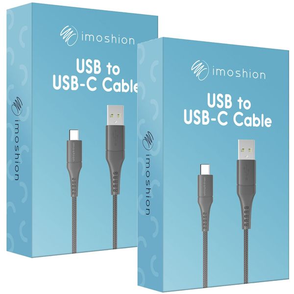 imoshion Le pack 2 Câble USB-C vers USB - Textile tressé - 3 mètres - Noir