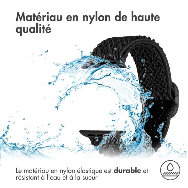 imoshion Bracelet en nylon élastique Apple Watch Series 1 t/m 9 / SE (38/40/41 mm) | Series 10 / 11 (42 mm) - Noir