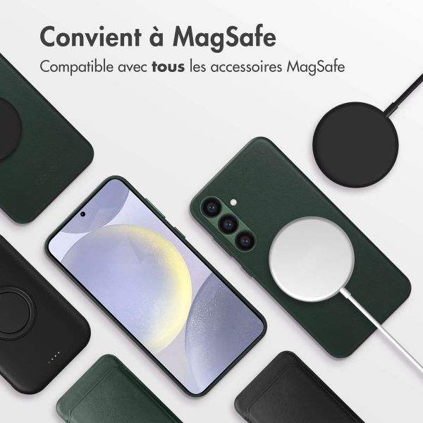 Accezz Coque arrière en cuir avec MagSafe Samsung Galaxy S24 Plus - Cedar Green