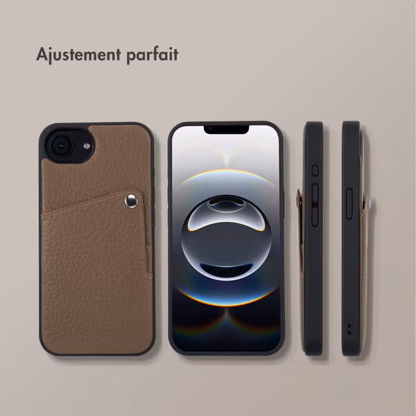 Selencia Coque Riva avec porte-cartes Apple iPhone 16e - Mocha Brown