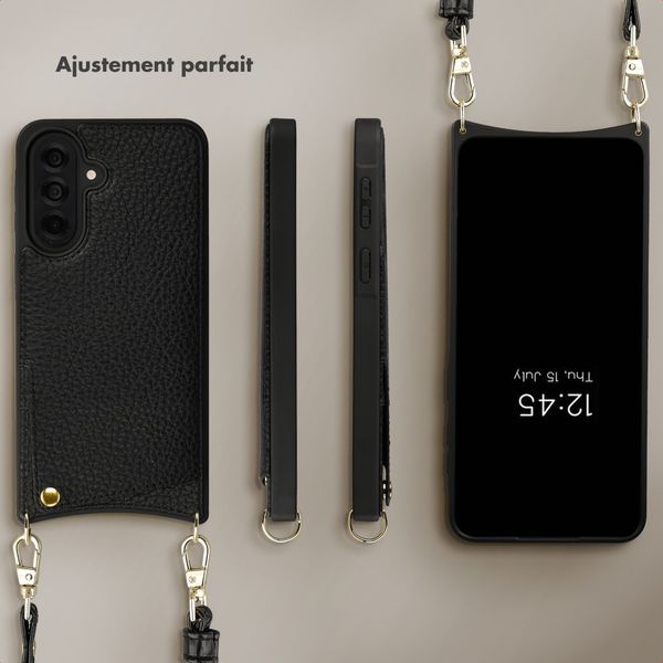 Selencia Coque de télephone Nova avec cordon et porte-cartes Samsung Galaxy A37 (5G) - Noir