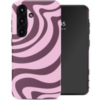 Selencia Coque arrière Vivid avec MagSafe Samsung Galaxy S25 - Wavy Swirl Pink Plum