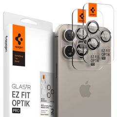 Spigen GLAStR EZ Fit Optik Pro Protection d'objectif de caméra (pack de 2) Apple iPhone 15 Pro / 15 Pro Max - Natural Titanium