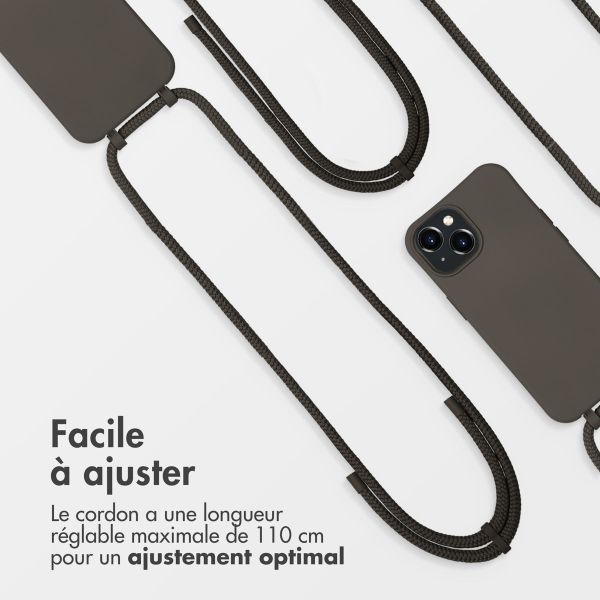 imoshion Coque arrière Color avec cordon amovible et MagSafe Apple iPhone 15 - Black Coffee