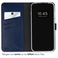 Selencia Étui portefeuille en cuir véritable OnePlus 15 - Bleu foncé