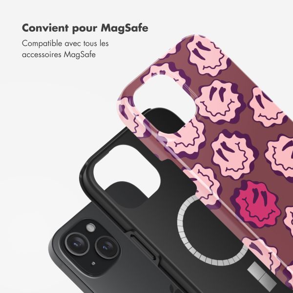 Selencia Coque arrière Vivid avec MagSafe Apple iPhone 15 - Wavy Smiley Pink