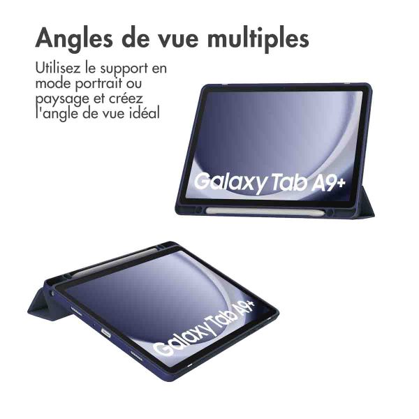 imoshion Coque tablette rigide Trifold iPad Samsung Galaxy Tab A9 Plus - Bleu foncé