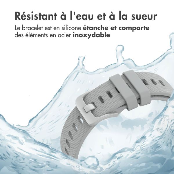 imoshion Bracelet sport en silicone avec boucle - Connexion universelle 22 mm - Gris