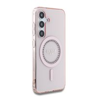 Guess Coque MagSafe IML avec strass Samsung Galaxy S25 - Rose