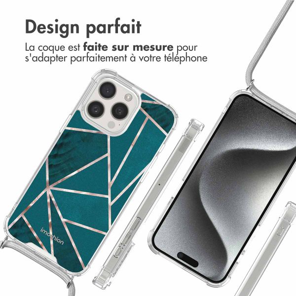 imoshion Coque Design avec cordon iPhone 15 Pro - Petrol Green Graphic