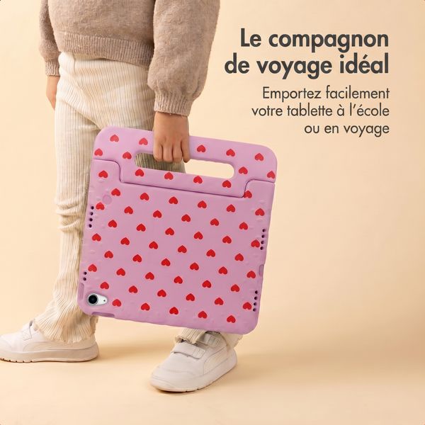 imoshion Coque arrière Kidsproof Design avec poignée Apple iPad 11 (2025) 11 pouces A16 / iPad 10 (2022) 10.9 pouces - Cœurs