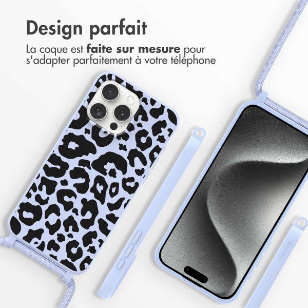 imoshion Coque design en silicone avec cordon Apple iPhone 15 Pro - Animal Lila