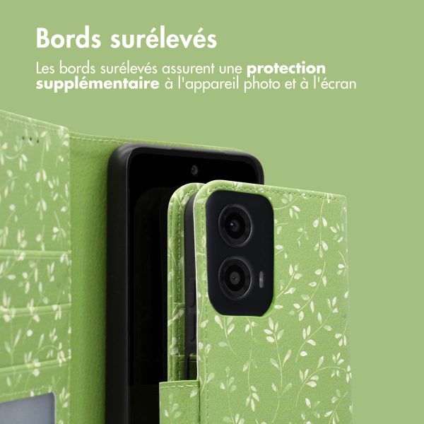 imoshion Étui de télephone portefeuille Design Motorola Moto G34 - Green Flowers