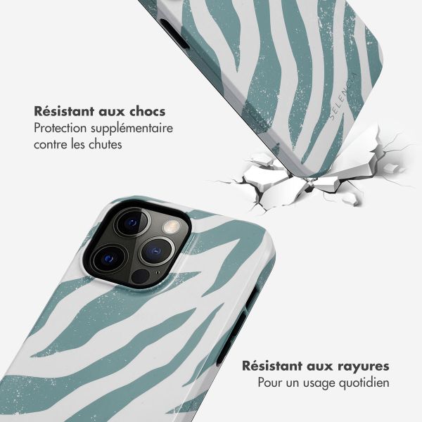 Selencia Coque arrière Vivid Tough iPhone 14 Pro Max - Colorful Zebra Pine Blue