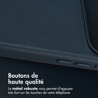 Accezz Coque arrière en cuir avec MagSafe Apple iPhone 17 Pro - Nightfall Blue