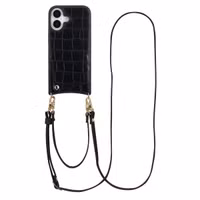 Selencia Coque de télephone Nova Croco avec cordon et porte-cartes Apple iPhone 17 - Noir
