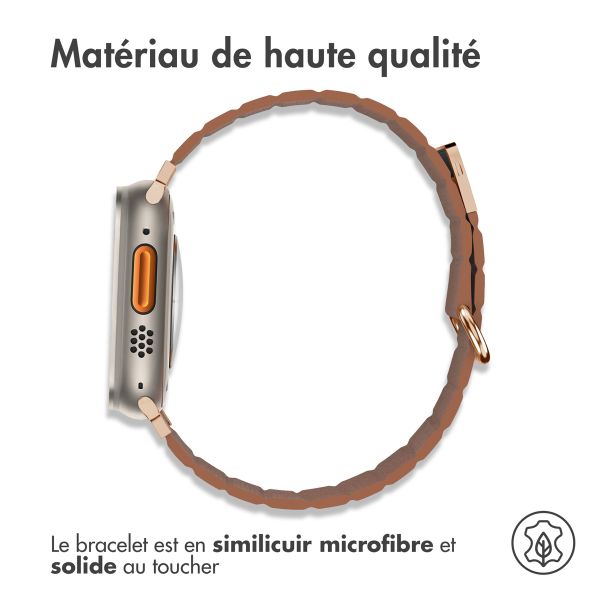 imoshion Bracelet en cuir magnétique Apple Watch Series 1-10 / SE / Ultra (2) - 42/44/45/46/49 mm - Brun