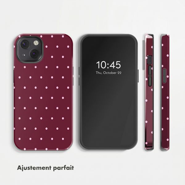 Selencia Coque arrière Vivid avec MagSafe Apple iPhone 13 - Happy Dots Burgundy