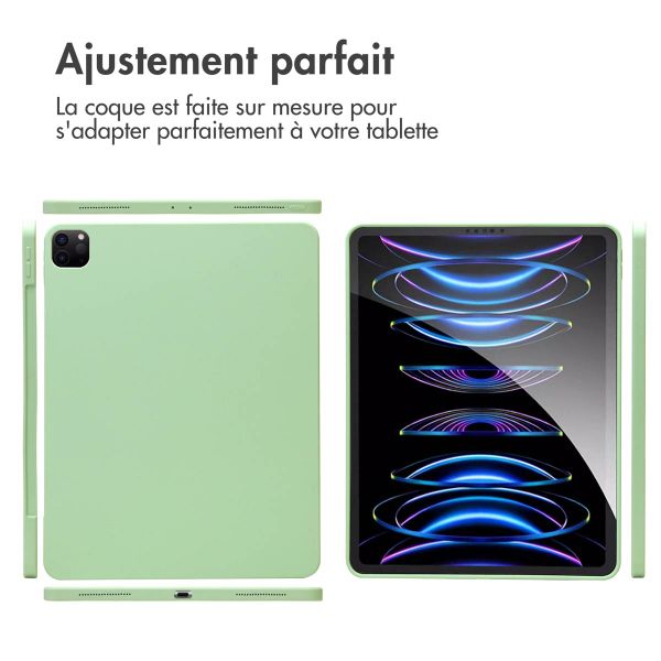 Accezz Coque Liquid Silicone avec porte-stylet Apple iPad Pro 12.9 (2022) / Pro 12.9 (2021) / Pro 12.9 (2020) - Vert clair