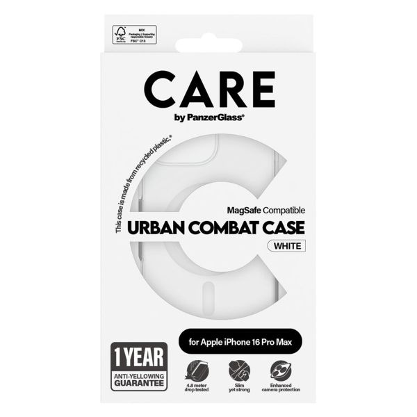 CARE by PanzerGlass Coque Urban Combat MagSafe iPhone 16 Pro Max - Transparent / Blanc