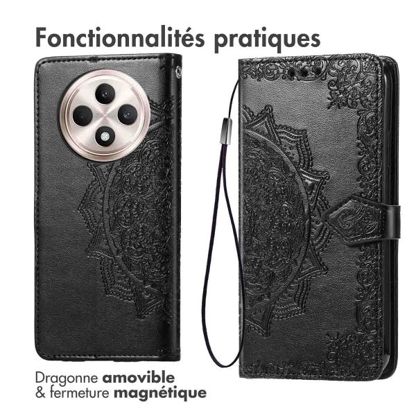 imoshion Etui de téléphone portefeuille Mandala Oppo Reno 12F 5G - Noir