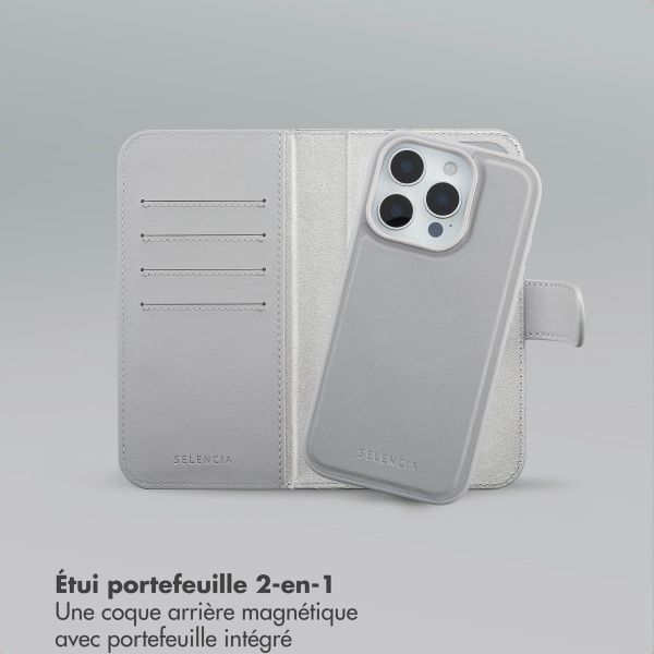 Selencia Étui portefeuille amovible Olyn avec MagSafe Apple iPhone 16 Pro - Gris