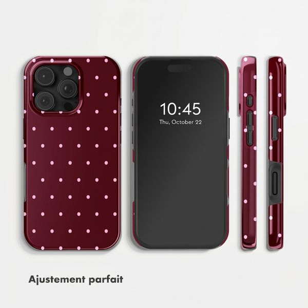 Selencia Coque arrière Vivid avec MagSafe Apple iPhone 16 Pro Max - Happy Dots Burgundy