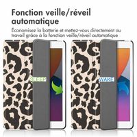 imoshion Coque tablette Design Trifold Apple iPad 9 (2021) 10.2 pouces / iPad 8 (2020) 10.2 pouces / iPad 7 (2019) 10.2 pouces - Leopard
