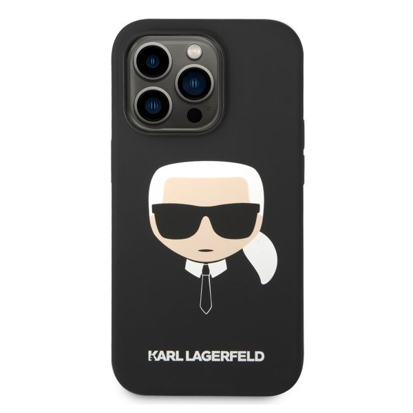 Karl Lagerfeld Coque arrière Karl's Head Liquid Silicone MagSafe iPhone 14 Pro - Noir