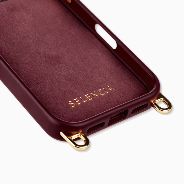 Selencia Coque arrière Rivièra avec MagSafe avec crochets amovibles Apple iPhone 17 Pro - Bold Burgundy