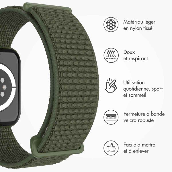 imoshion Bracelet en nylon Apple Watch Series 1 t/m 9 / SE (38/40/41 mm) | Series 10 / 11 (42 mm) - Army Green