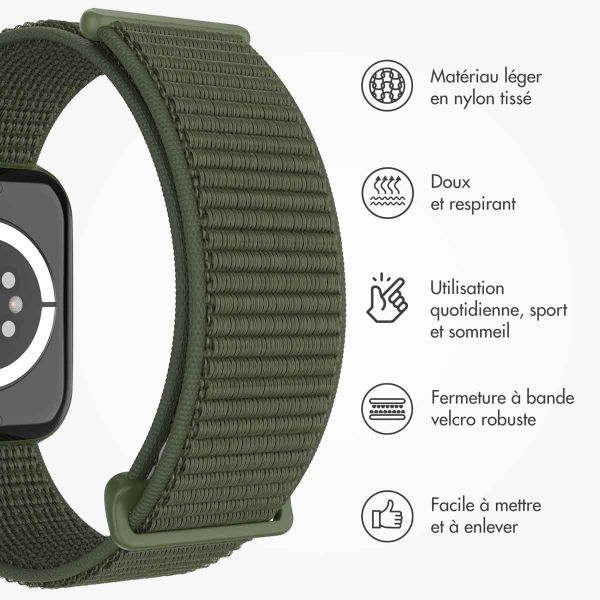 imoshion Bracelet en nylon⁺ Apple Watch Series 1 á 9 / SE (38/40/41 mm) | Series 10 (42 mm) - Army Green