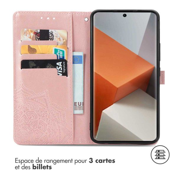 imoshion Etui de téléphone portefeuille Mandala Xiaomi Redmi Note 13 Pro Plus (5G) - Rose Dorée