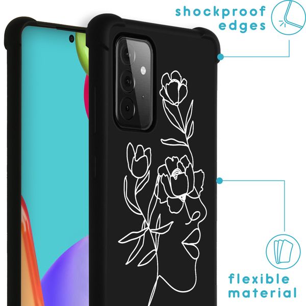 imoshion Coque Design avec cordon Samsung Galaxy A52(s) (5G/4G) - Woman Flower Black