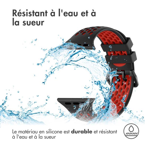 imoshion ﻿Boucle de bracelet de sport en silicone Apple Watch Series 1 á 11 / SE / Ultra (44/45/46/49 mm) - Noir / Rouge