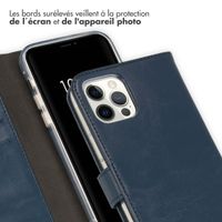 Selencia Étui portefeuille en cuir véritable Apple iPhone 12 (Pro) - Bleu